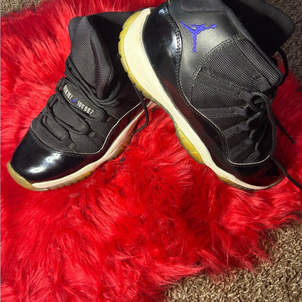 Jordan Black and Blue Athletic Shoes